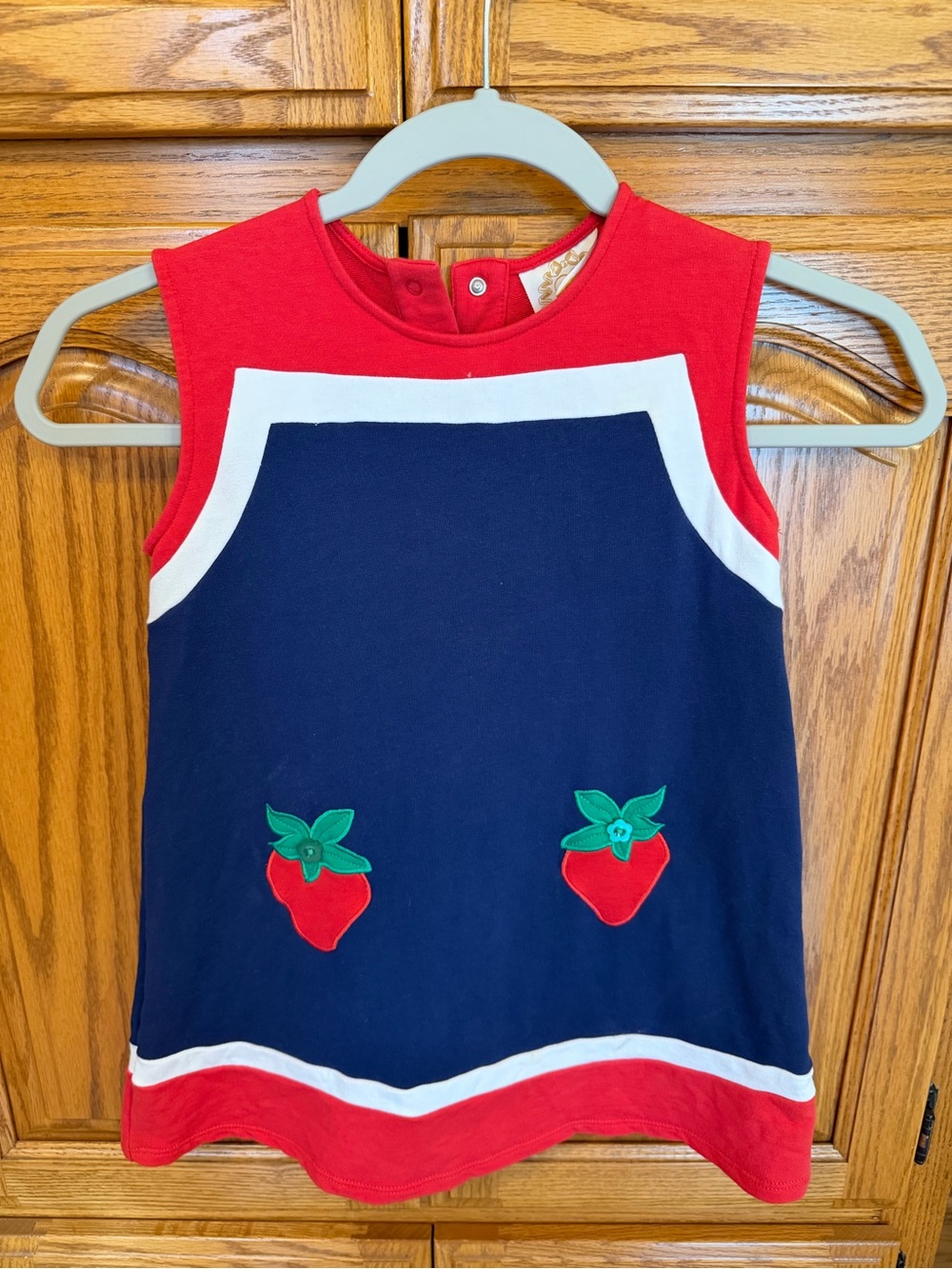 The Beaufort Bonnet Company Navy, Red & White Strawberry A-Line Dress